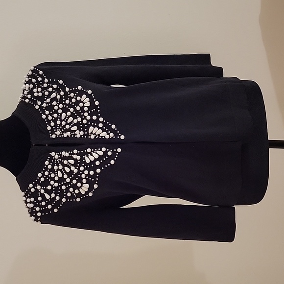 Chadwick classic Cardigan black beaded sweater size Medium,  long sleeve - Picture 1 of 10